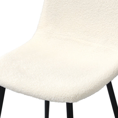 Oikiture 4x Dining Chairs Sherpa White and Black-Dining Chair-PEROZ Accessories