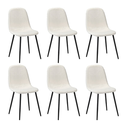 Oikiture 6x Dining Chairs Sherpa White and Black-Dining Chair-PEROZ Accessories