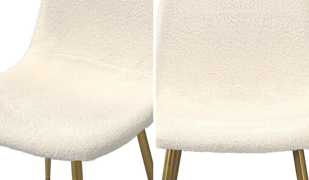 Oikiture 2x Dining Chairs Sherpa White and Golden-Dining Chair-PEROZ Accessories