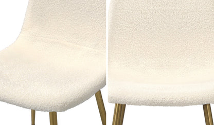 Oikiture 2x Dining Chairs Sherpa White and Golden-Dining Chair-PEROZ Accessories