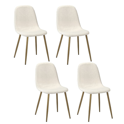 Oikiture 4x Dining Chairs Sherpa White and Golden-Dining Chair-PEROZ Accessories