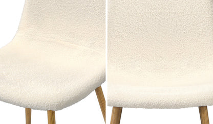 Oikiture 2x Dining Chairs Sherpa White and Wooden-Dining Chair-PEROZ Accessories