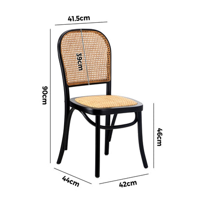 Oikiture 4PCS Dining Chairs Wooden Chairs Rattan Black-Dining Chair-PEROZ Accessories