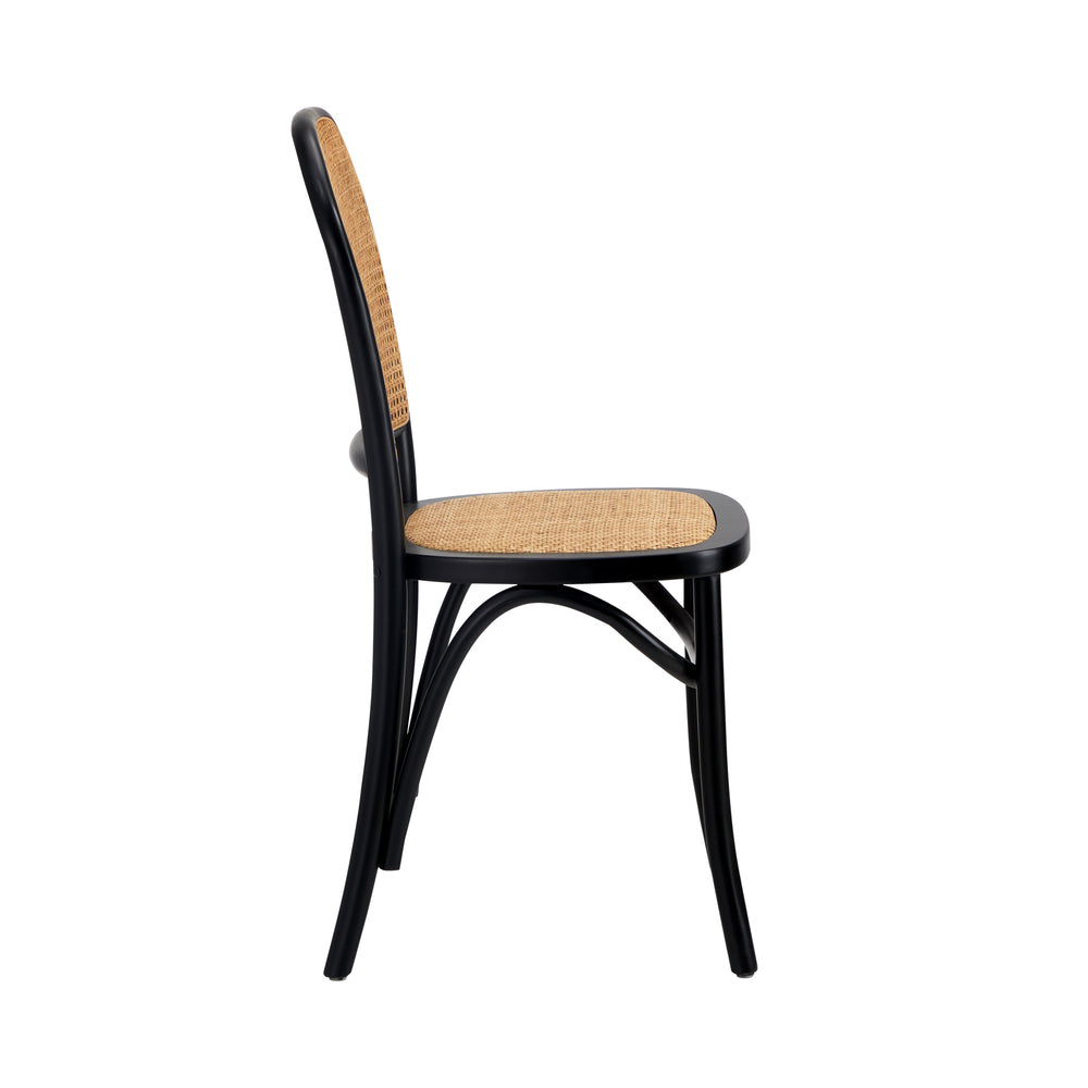 Oikiture 4PCS Dining Chairs Wooden Chairs Rattan Black-Dining Chair-PEROZ Accessories