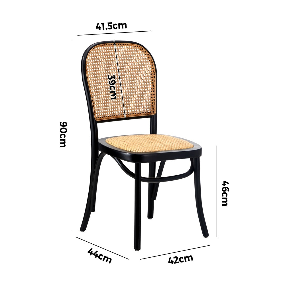 Oikiture 6PCS Dining Chairs Wooden Chairs Rattan Black-Dining Chair-PEROZ Accessories