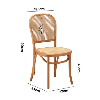 Oikiture 4PCS Dining Chairs Wooden Chairs Rattan Natural-Dining Chair-PEROZ Accessories