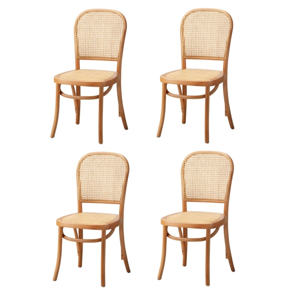 Oikiture 4PCS Dining Chairs Wooden Chairs Rattan Natural-Dining Chair-PEROZ Accessories