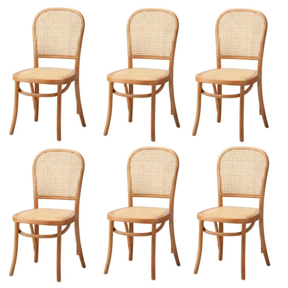 Oikiture 6PCS Dining Chairs Wooden Chairs Rattan Natural-Dining Chair-PEROZ Accessories