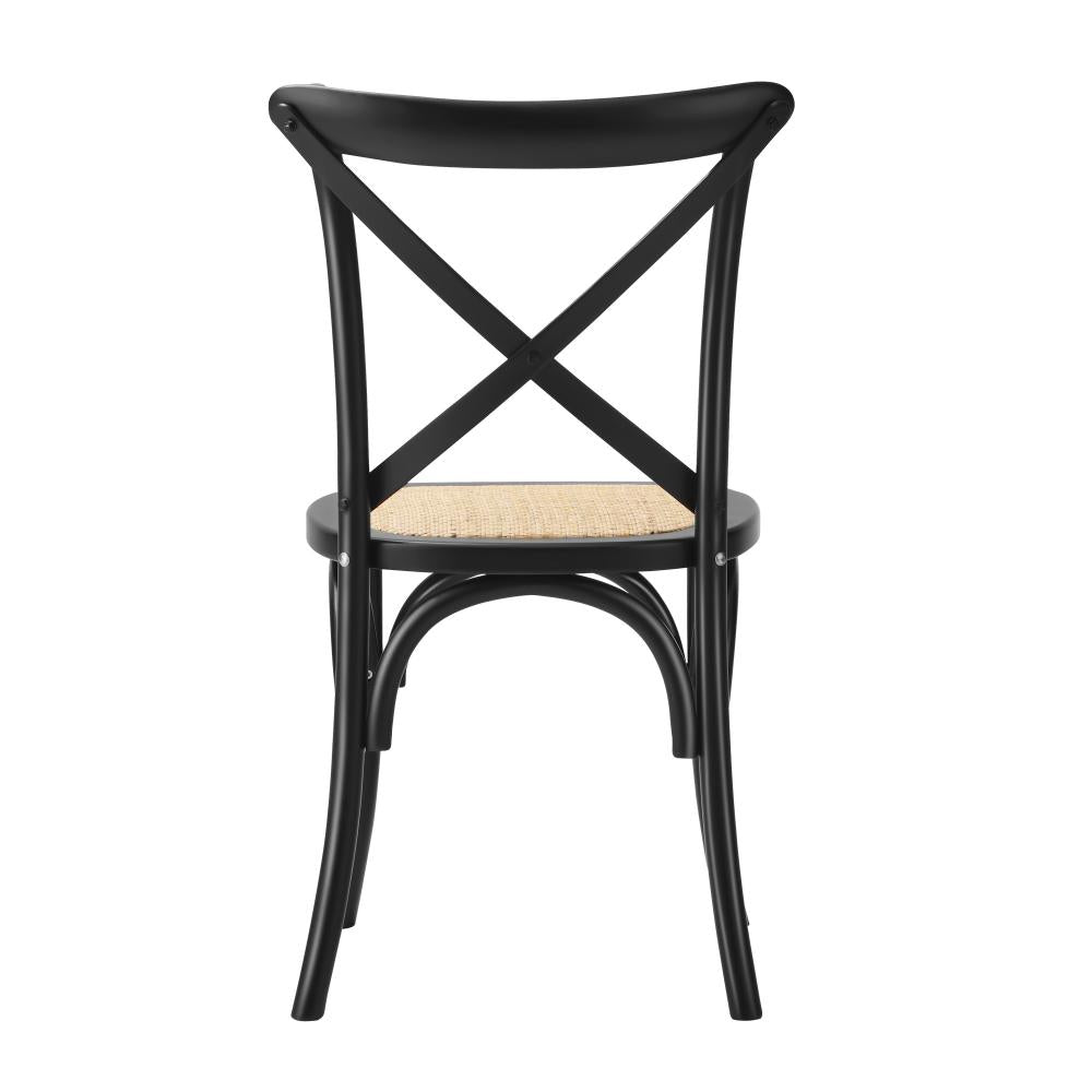 Oikiture Set of 2 Dining Chair with Crossback Timber Wooden Kitchen Chair Home Furniture Black-Dining Chairs-PEROZ Accessories