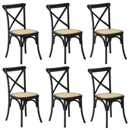 Oikiture 6PCS Crossback Dining Chair Ratan Seat Black-Dining Chair-PEROZ Accessories