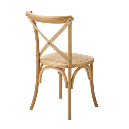 Oikiture Set of 2 Dining Chair with Crossback Timber Wooden-Dining Chairs-PEROZ Accessories