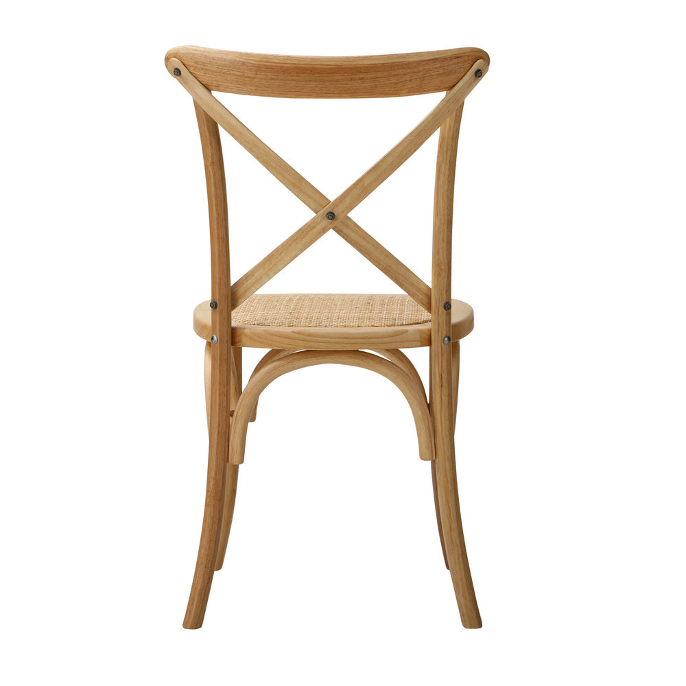 Oikiture Set of 2 Dining Chair with Crossback Timber Wooden-Dining Chairs-PEROZ Accessories