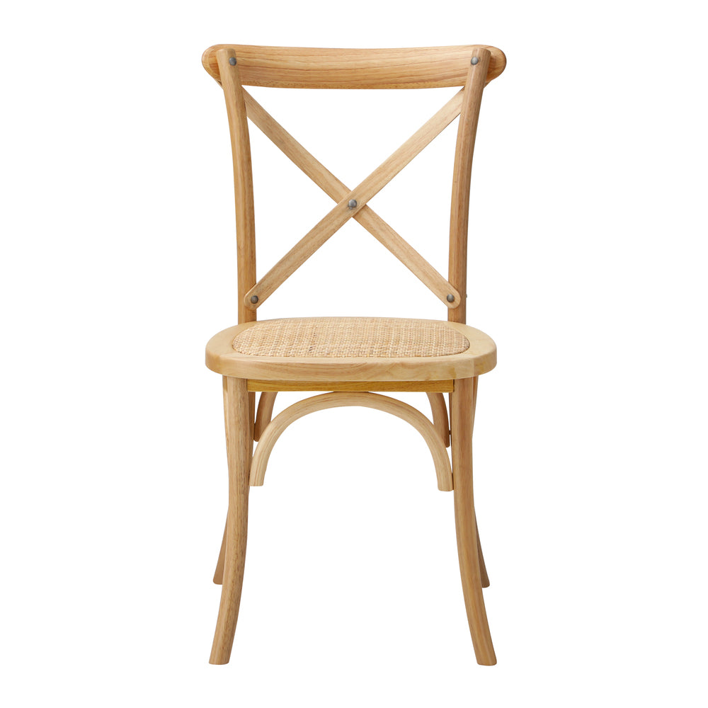 Oikiture 8PCS Crossback Dining Chair Solid Wood Ratan Seat Natural-Dining Chair-PEROZ Accessories