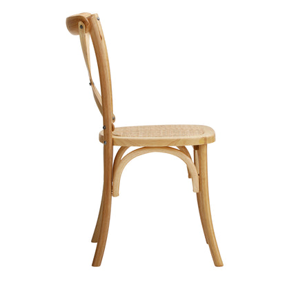 Oikiture 8PCS Crossback Dining Chair Solid Wood Ratan Seat Natural-Dining Chair-PEROZ Accessories