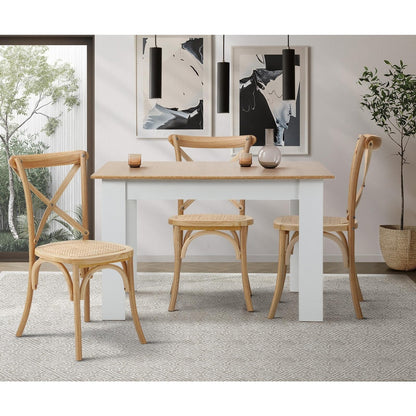 Oikiture 8PCS Crossback Dining Chair Solid Wood Ratan Seat Natural-Dining Chair-PEROZ Accessories
