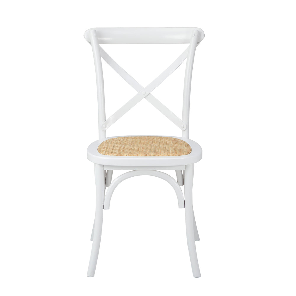 Oikiture 4PCS Crossback Dining Chair Ratan Seat White-Dining Chair-PEROZ Accessories