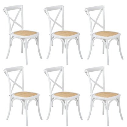 Oikiture 6PCS Crossback Dining Chair Ratan Seat White-Dining Chair-PEROZ Accessories