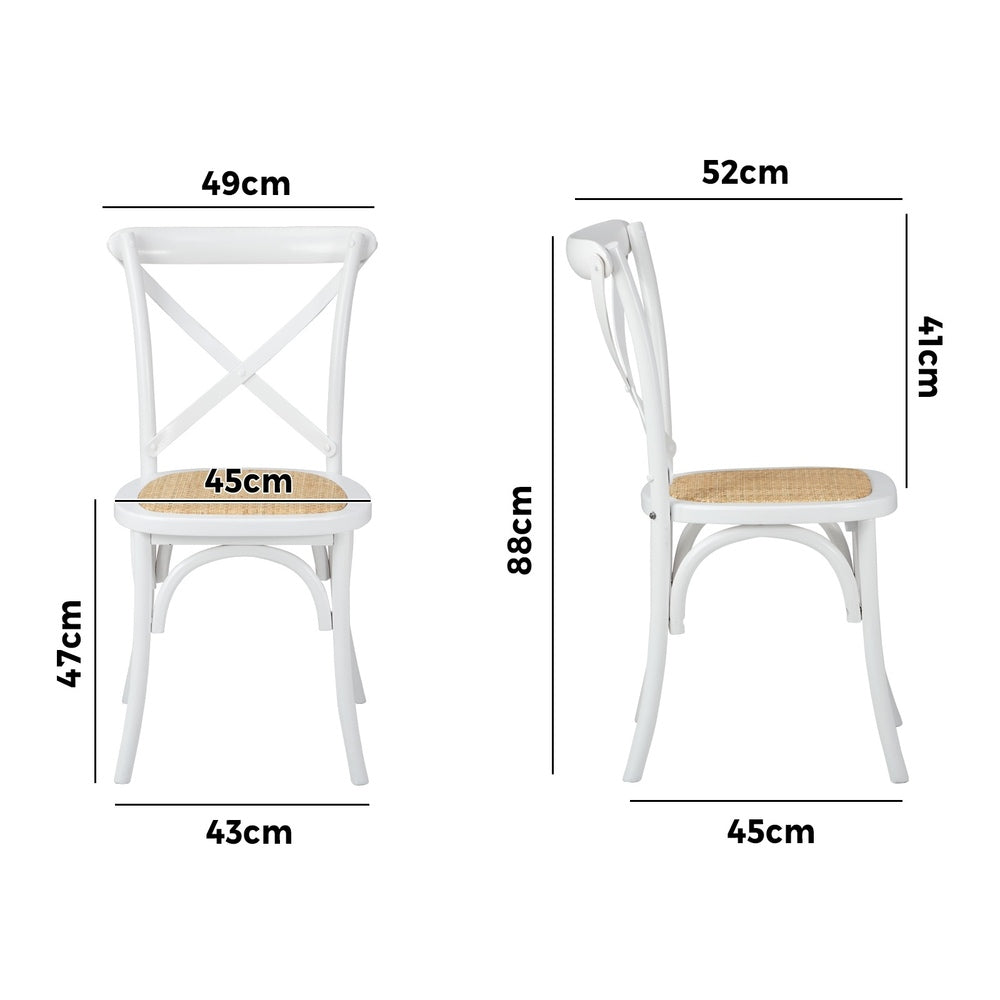 Oikiture 6PCS Crossback Dining Chair Ratan Seat White-Dining Chair-PEROZ Accessories