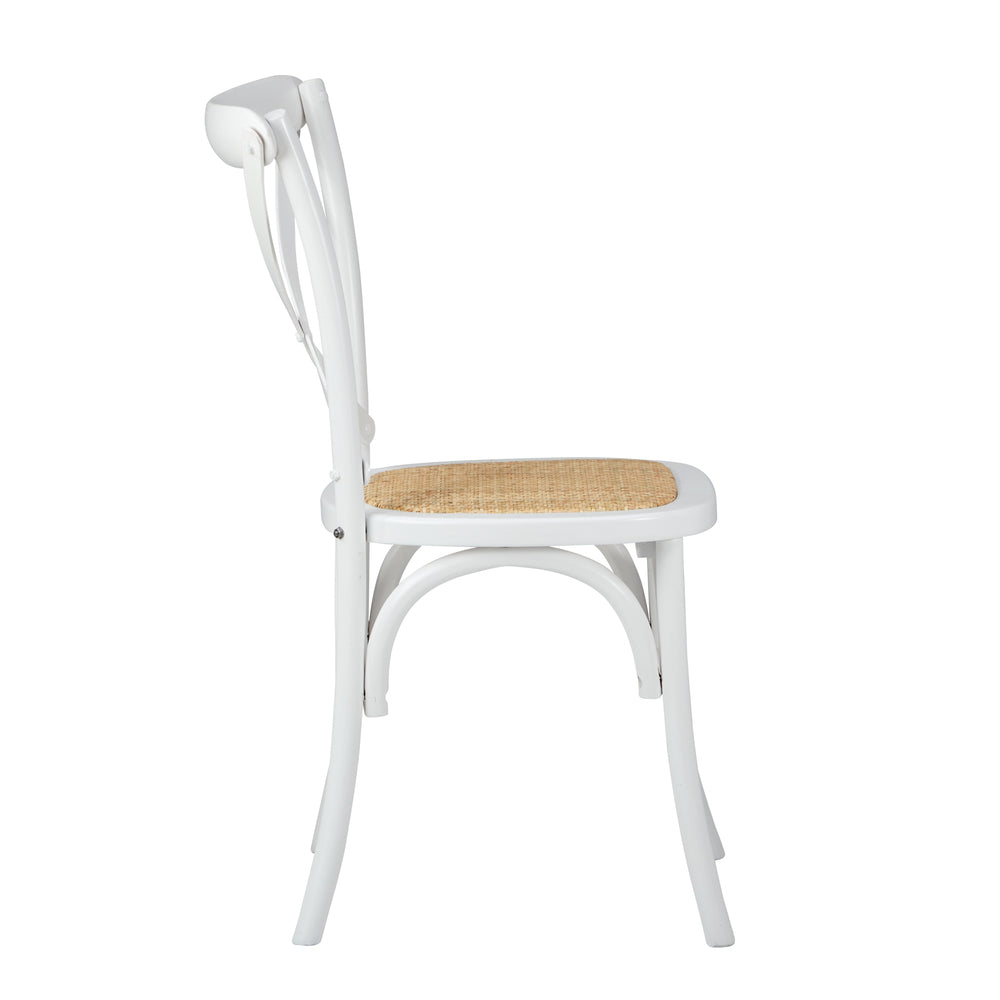 Oikiture 6PCS Crossback Dining Chair Ratan Seat White-Dining Chair-PEROZ Accessories