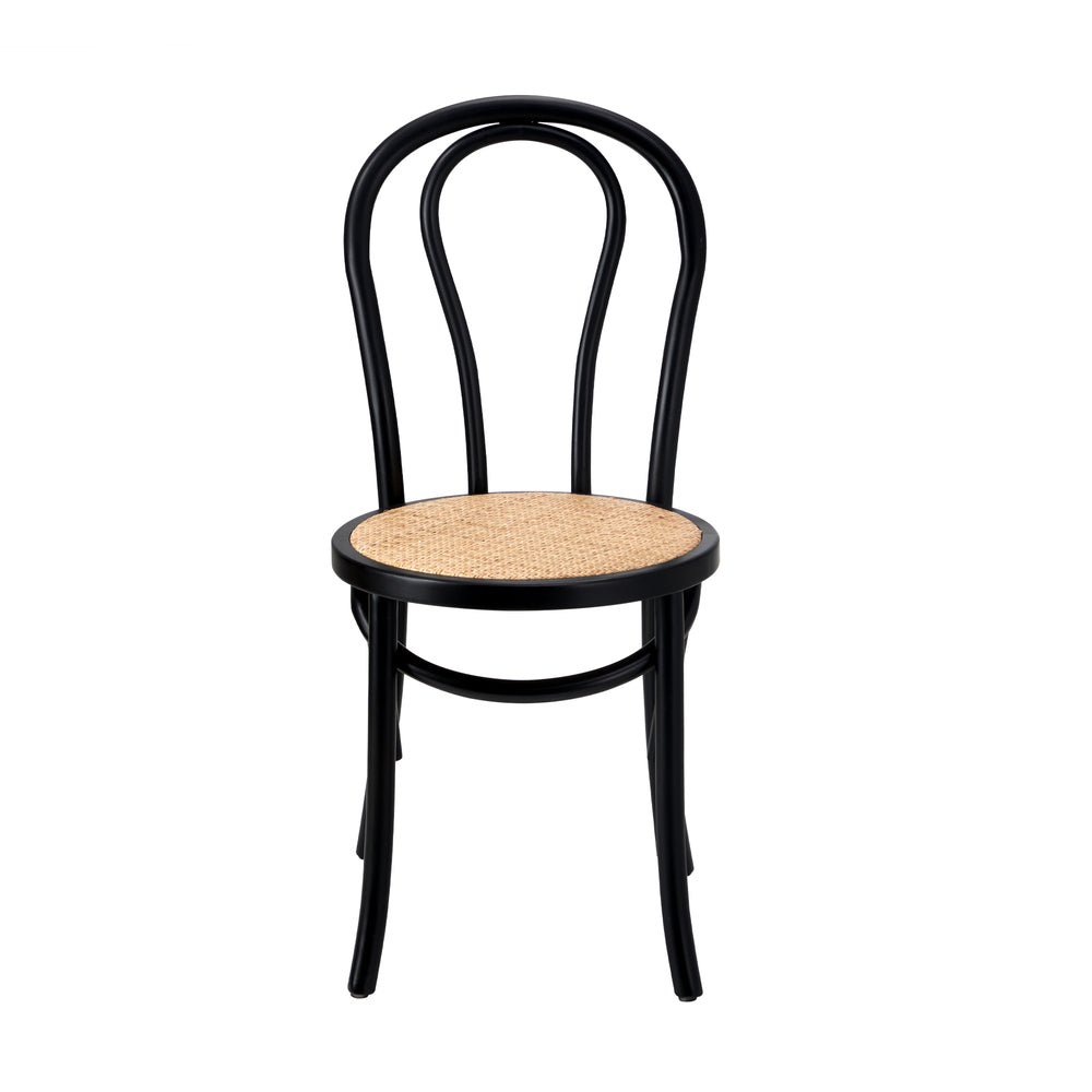 Oikiture 4x Wooden Dining Chair Ratan Seat Black-Dining Chair-PEROZ Accessories
