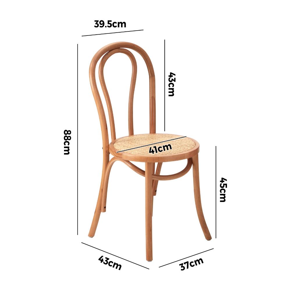 Oikiture Dining Chair Solid Wooden Chairs Ratan Seat Beige-Dining Chairs-PEROZ Accessories
