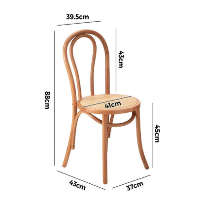 Oikiture Dining Chair Solid Wooden Chairs Ratan Seat Beige-Dining Chairs-PEROZ Accessories