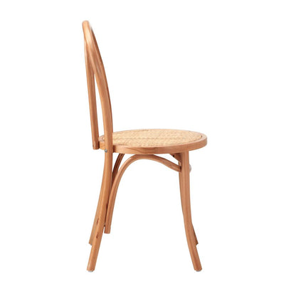 Oikiture Dining Chair Solid Wooden Chairs Ratan Seat Beige-Dining Chairs-PEROZ Accessories