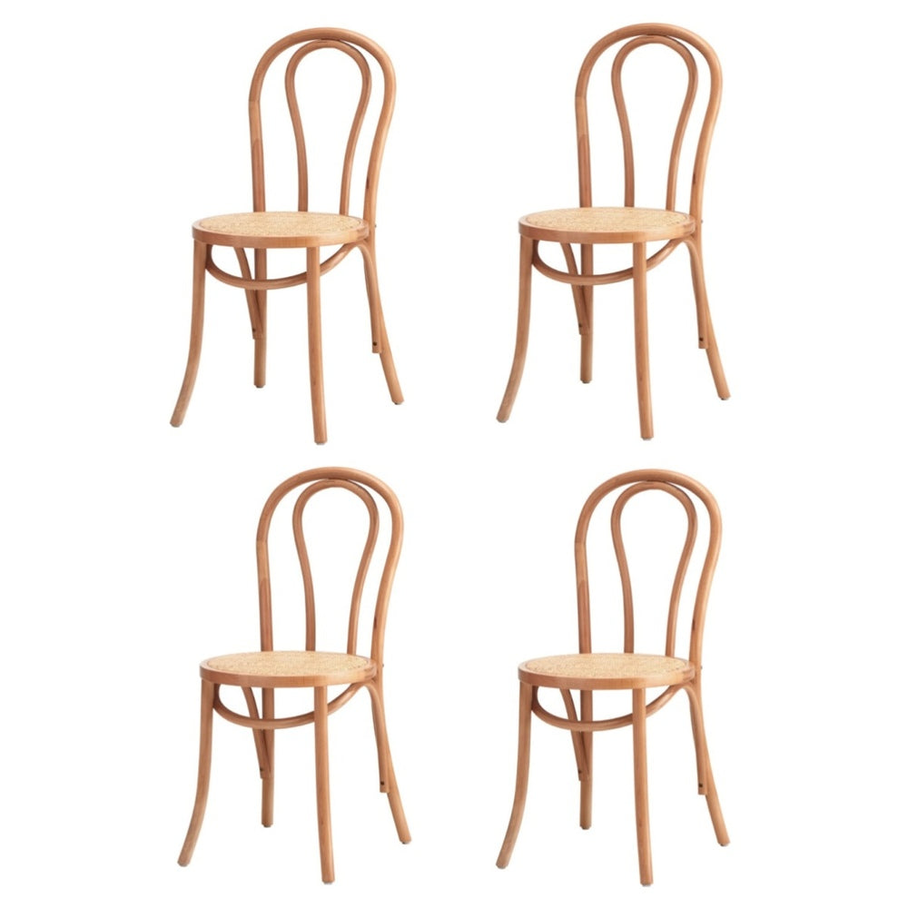 Oikiture 4x Wooden Dining Chair Ratan Seat Natural-Dining Chair-PEROZ Accessories
