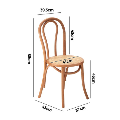 Oikiture 4x Wooden Dining Chair Ratan Seat Natural-Dining Chair-PEROZ Accessories