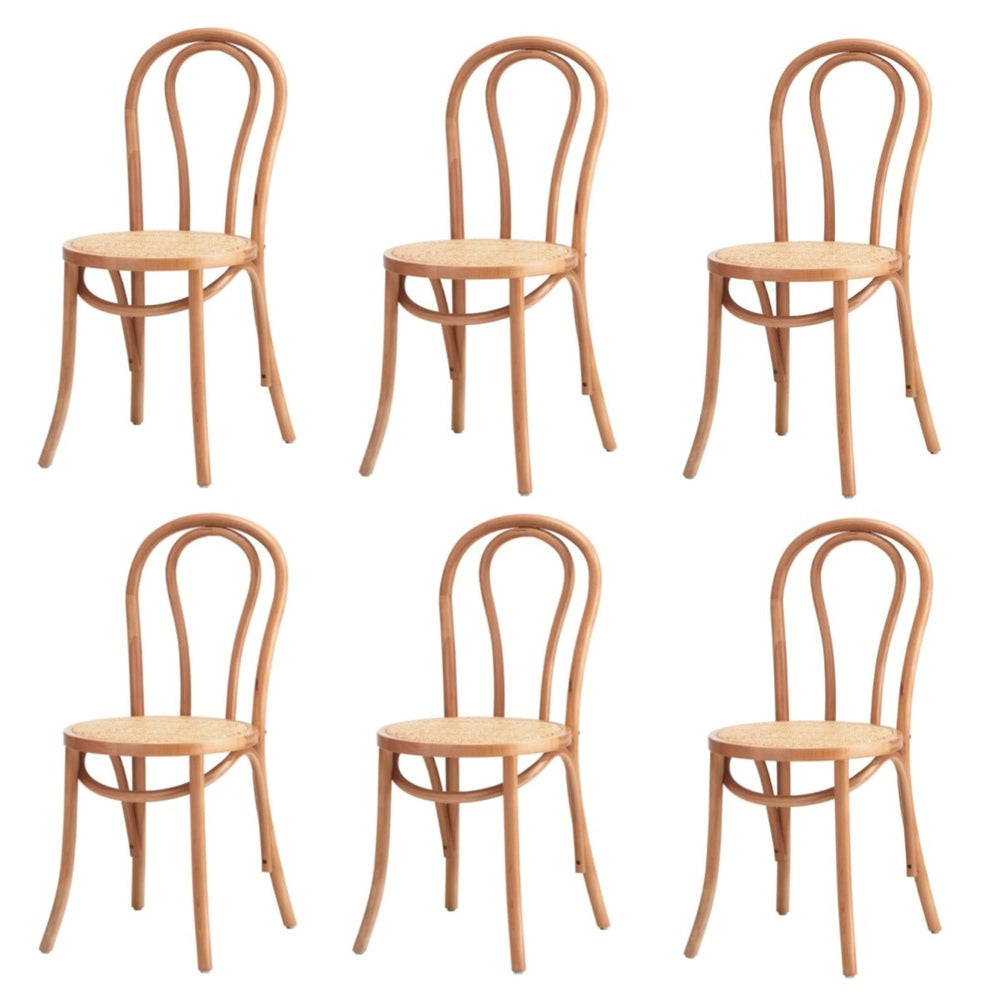 Oikiture 6x Wooden Dining Chair Ratan Seat Natural-Dining Chair-PEROZ Accessories