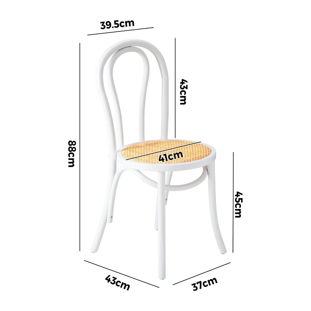 Oikiture Dining Chair Solid Wooden Chairs Ratan Seat White-Dining Chairs-PEROZ Accessories
