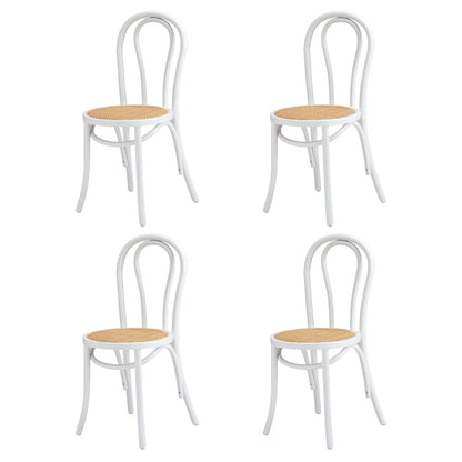 Oikiture 4x Wooden Dining Chair Ratan Seat White-Dining Chair-PEROZ Accessories