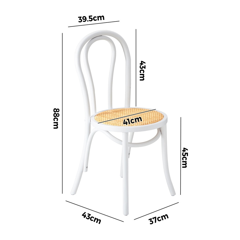 Oikiture 4x Wooden Dining Chair Ratan Seat White-Dining Chair-PEROZ Accessories