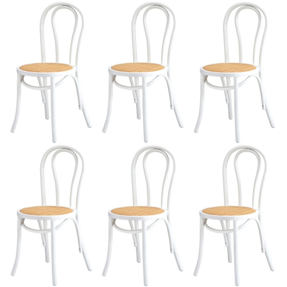 Oikiture 6x Wooden Dining Chair Ratan Seat White-Dining Chair-PEROZ Accessories