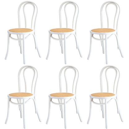 Oikiture 6x Wooden Dining Chair Ratan Seat White-Dining Chair-PEROZ Accessories