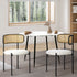 Oikiture 2x Dining Chair Round Boucle Rattan Backrest Black & White-Dining Chair-PEROZ Accessories