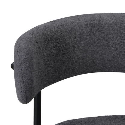 Oikiture 2x Dining Chair Boucle Seat Backrest Dark Grey-Dining Chair-PEROZ Accessories