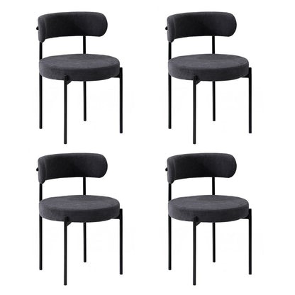 Oikiture 4x Dining Chair Round Boucle Backrest Dark Grey-Dining Chair-PEROZ Accessories