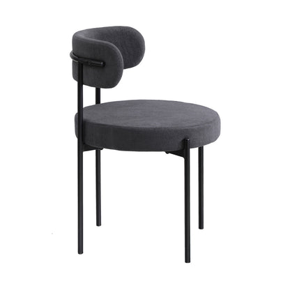 Oikiture 4x Dining Chair Round Boucle Backrest Dark Grey-Dining Chair-PEROZ Accessories