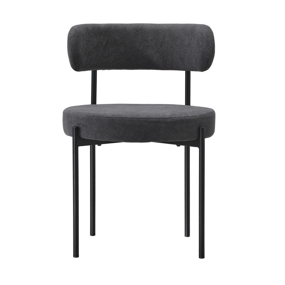 Oikiture 6x Dining Chair Round Boucle Backrest Dark Grey-Dining Chair-PEROZ Accessories