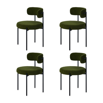 Oikiture 4x Dining Chair Round Boucle Seats Backrest Green-Dining Chair-PEROZ Accessories