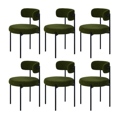 Oikiture 6x Dining Chair Round Boucle Seats Backrest Green-Dining Chair-PEROZ Accessories