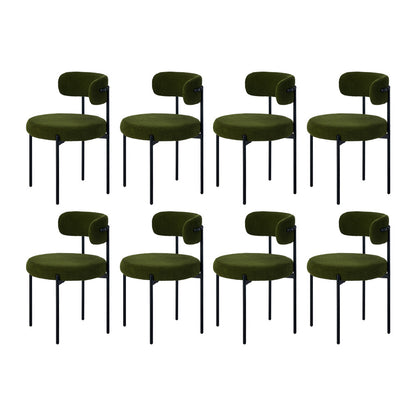 Oikiture 8x Dining Chair Round Boucle Seats Backrest Green-Dining Chair-PEROZ Accessories