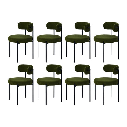 Oikiture 8x Dining Chair Round Boucle Seats Backrest Green-Dining Chair-PEROZ Accessories
