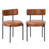 Oikiture 2x Dining Chair Round Leather Brown-Dining Chair-PEROZ Accessories