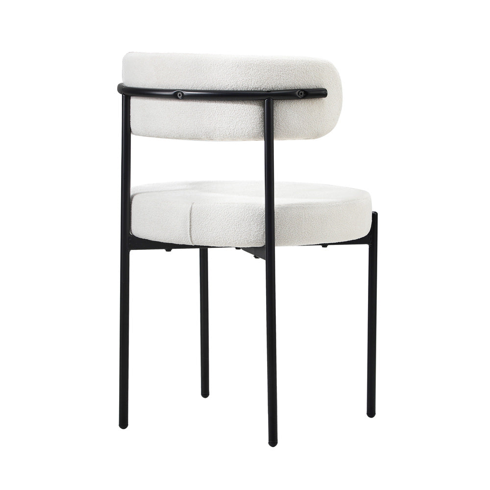 Oikiture 2x Dining Chair Boucle Seats Backrest White-Dining Chair-PEROZ Accessories