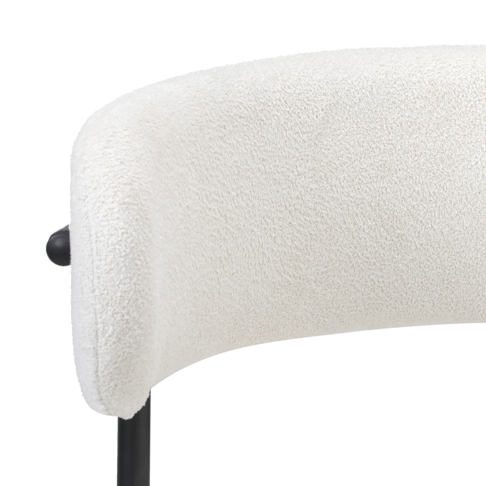 Oikiture 2x Dining Chair Boucle Seats Backrest White-Dining Chair-PEROZ Accessories