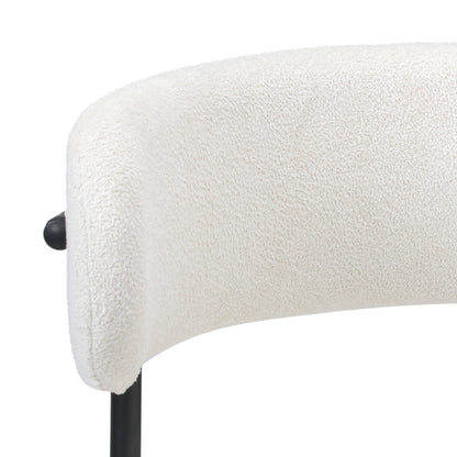 Oikiture 2x Dining Chair Boucle Seats Backrest White-Dining Chair-PEROZ Accessories