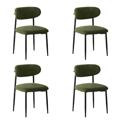 Oikiture 4x Dining Chairs Kitchen Chair Cafe Chair Boucle Black&amp;Green-Dining Chair-PEROZ Accessories