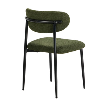 Oikiture 4x Dining Chairs Kitchen Chair Cafe Chair Boucle Black&amp;Green-Dining Chair-PEROZ Accessories